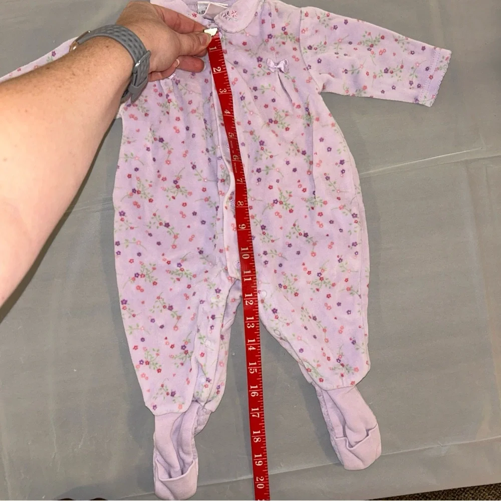 Vintage Snugabye Convert-A-Foot Baby Girl Sleeper‎ Purple Flowers 6m